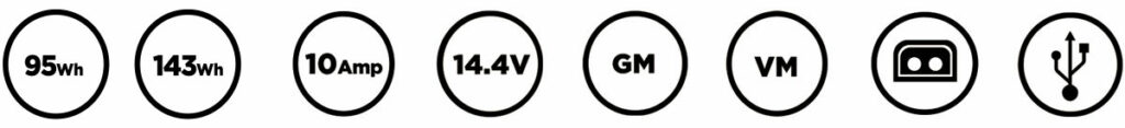95wh, 143wh, 10amps, 14.4v, Gold Mount & V-Mount available